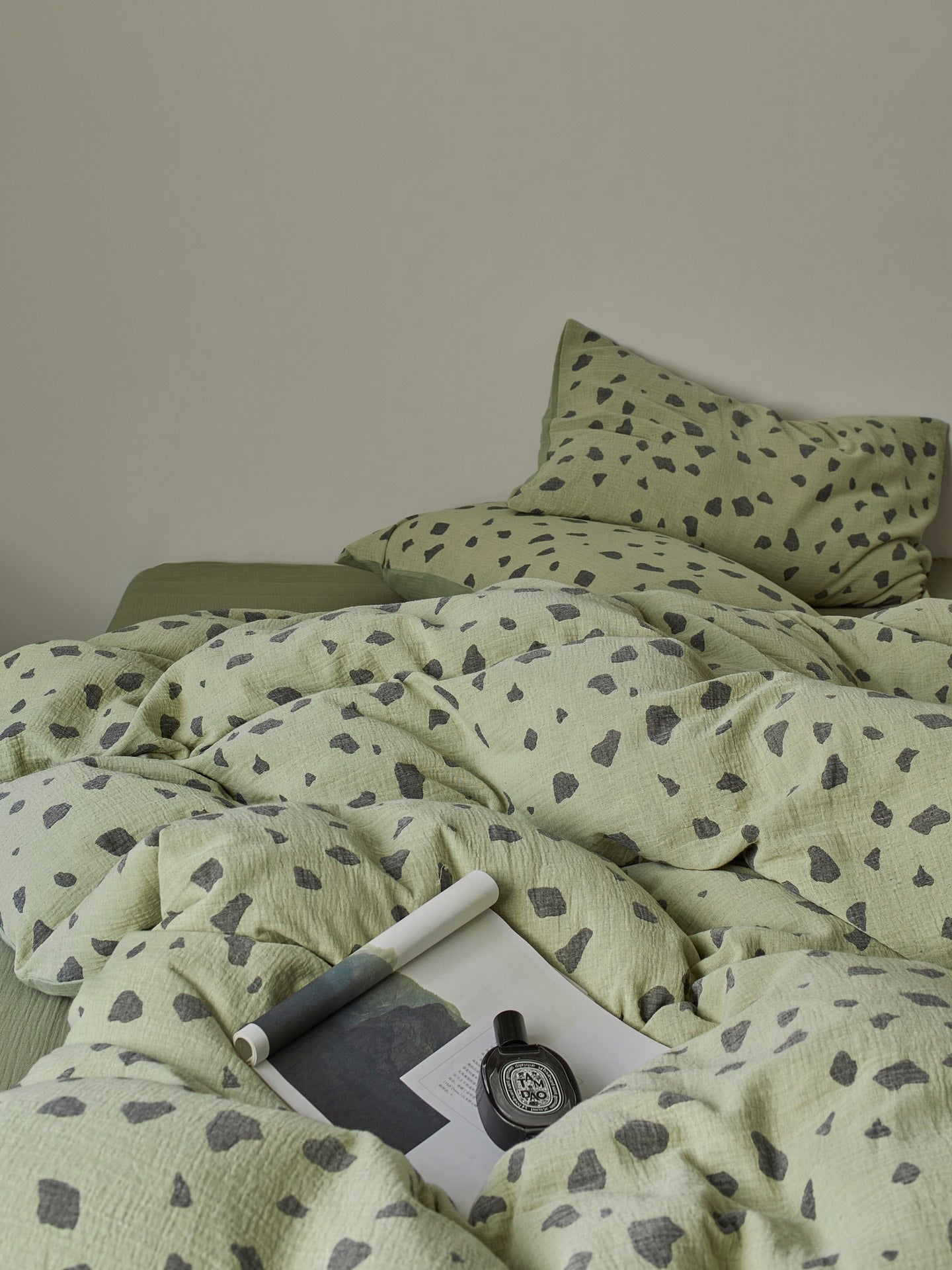 Sage Pebble Cotton Muslin Bedding Set original reference image 5