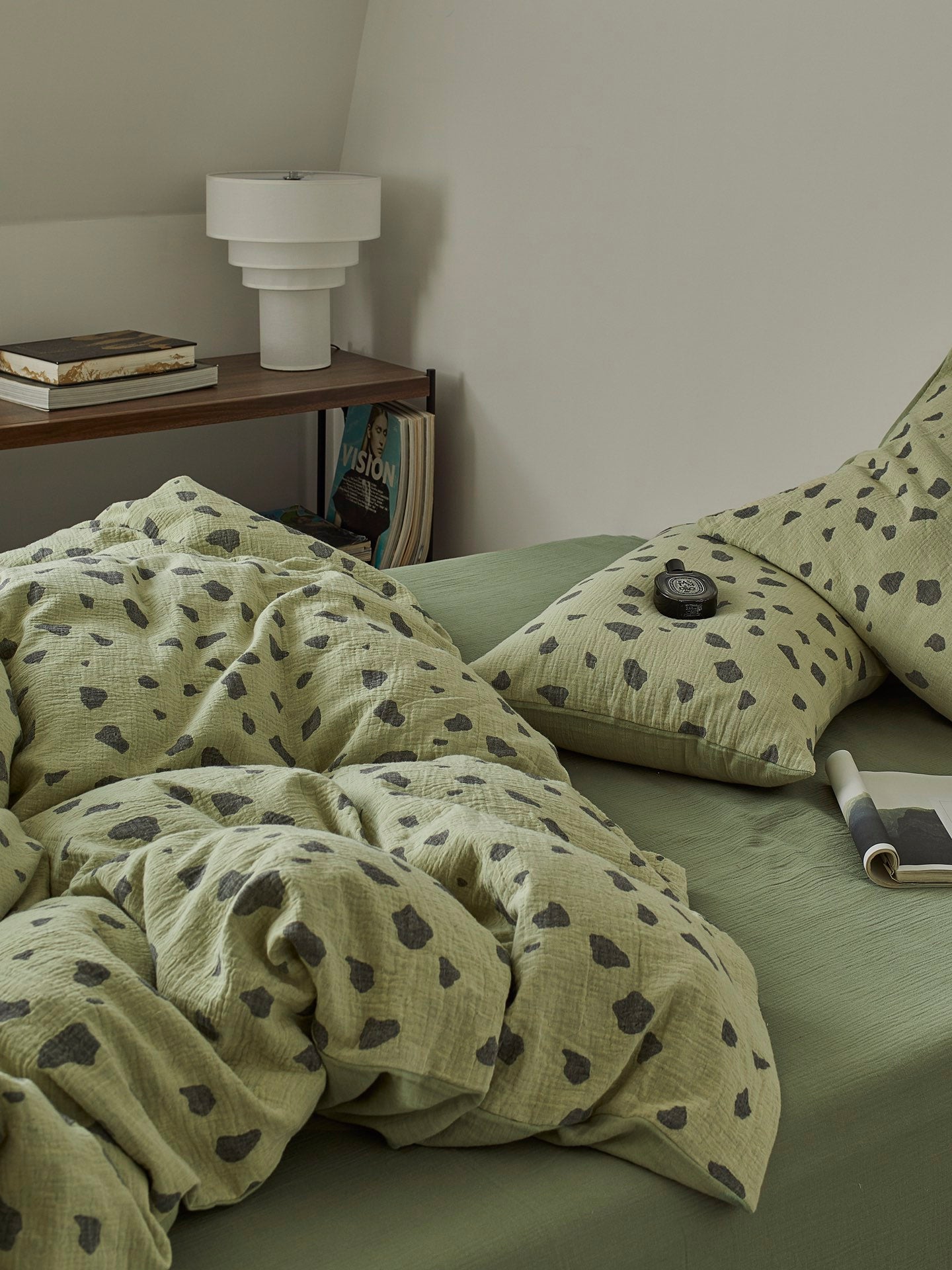 Sage Pebble Cotton Muslin Bedding Set original reference image 6
