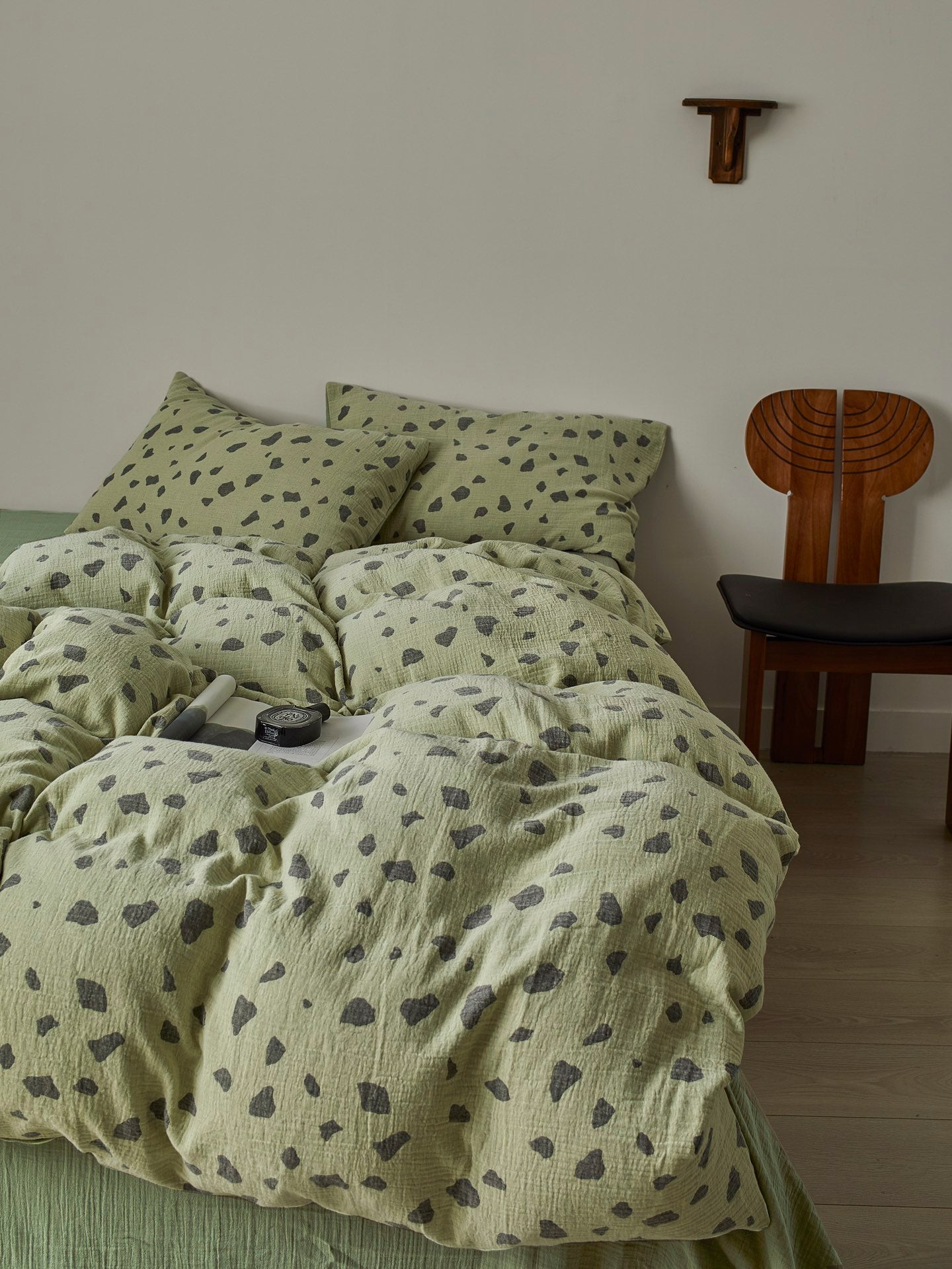 Sage Pebble Cotton Muslin Bedding Set original reference image 8