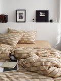 Sandstone Fringe Check Clipped Jacquard Cotton Bedding Set original reference image 1