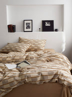 Sandstone Fringe Check Clipped Jacquard Cotton Bedding Set original reference image 2