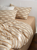 Sandstone Fringe Check Clipped Jacquard Cotton Bedding Set original reference image 3