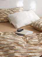 Sandstone Fringe Check Clipped Jacquard Cotton Bedding Set original reference image 5