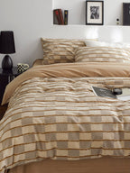 Sandstone Fringe Check Clipped Jacquard Cotton Bedding Set original reference image 8