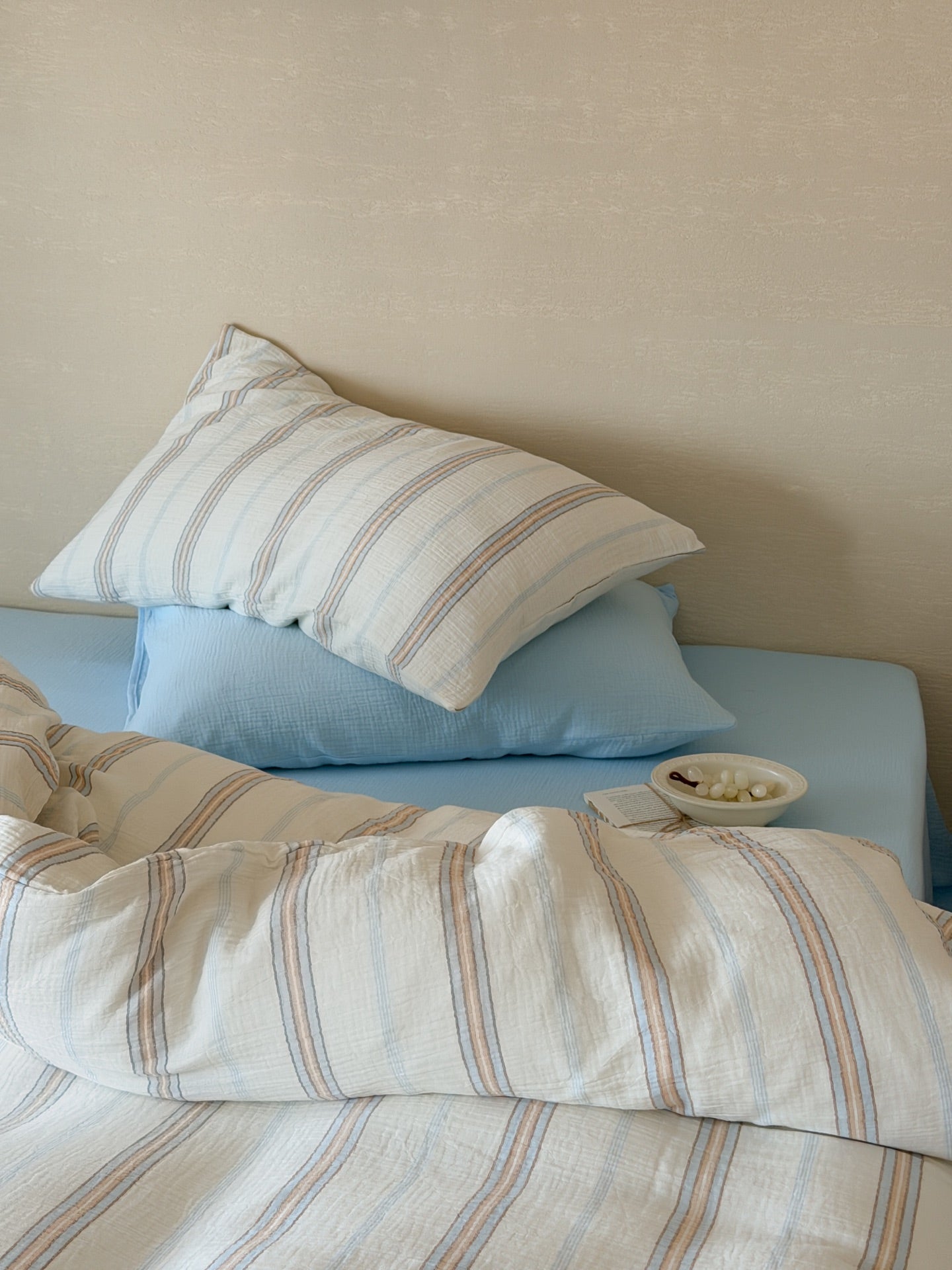 Seabreeze Stripe Cotton Muslin Bedding Set original reference image 1