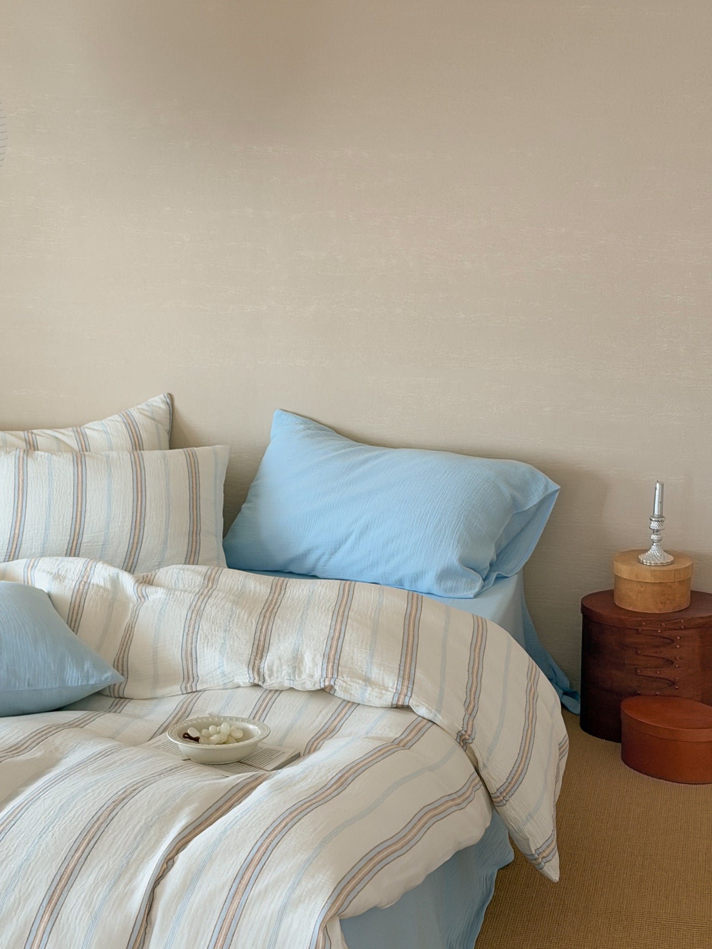 Seabreeze Stripe Cotton Muslin Bedding Set original reference image 3