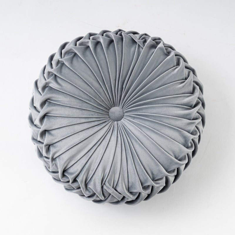 Colorful Round Pleated Velvet Cushion