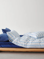 Sky Blue Cabana Stripe Cotton Duvet Cover