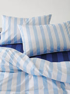 Sky Blue Cabana Stripe Cotton Duvet Cover