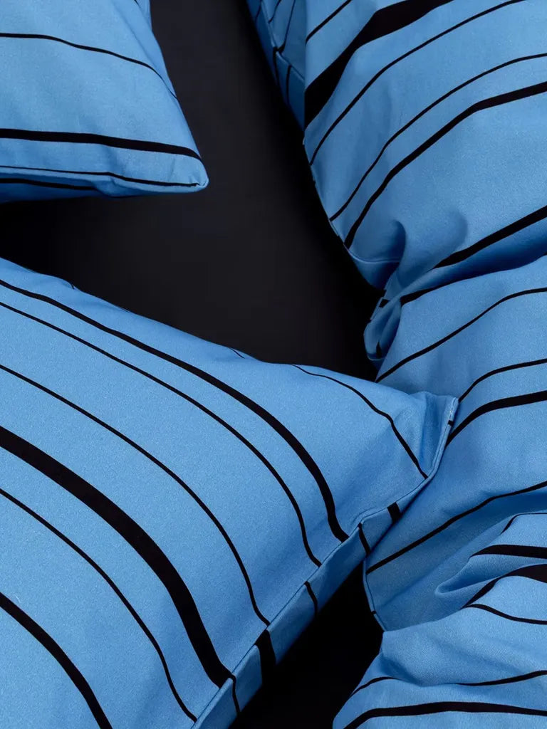 Sky Blue Irregular Stripe Cotton Duvet Cover