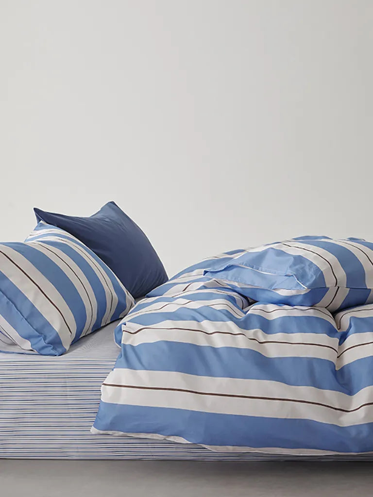 Sky Blue Multi-Stripe Duvet Cover