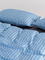 Sky Blue Pinstripe Cotton Duvet Cover