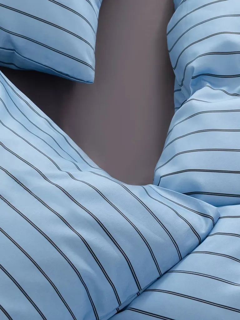 Sky Blue Pinstripe Cotton Duvet Cover