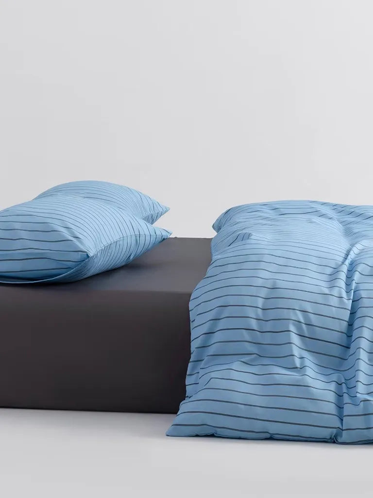 Sky Blue Pinstripe Cotton Duvet Cover