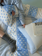 Sky Polka Dot Cotton Muslin Bedding Set original reference image 1