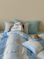 Sky Polka Dot Cotton Muslin Bedding Set original reference image 2