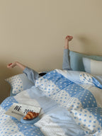 Sky Polka Dot Cotton Muslin Bedding Set original reference image 3
