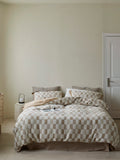 Stone Loft Check Jacquard Cotton Bedding Set original reference image 1