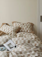 Stone Loft Check Jacquard Cotton Bedding Set original reference image 2