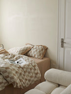 Stone Loft Check Jacquard Cotton Bedding Set original reference image 3