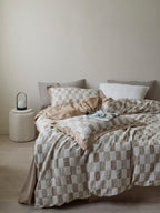 Stone Loft Check Jacquard Cotton Bedding Set original reference image 4
