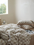 Stone Loft Check Jacquard Cotton Bedding Set original reference image 5