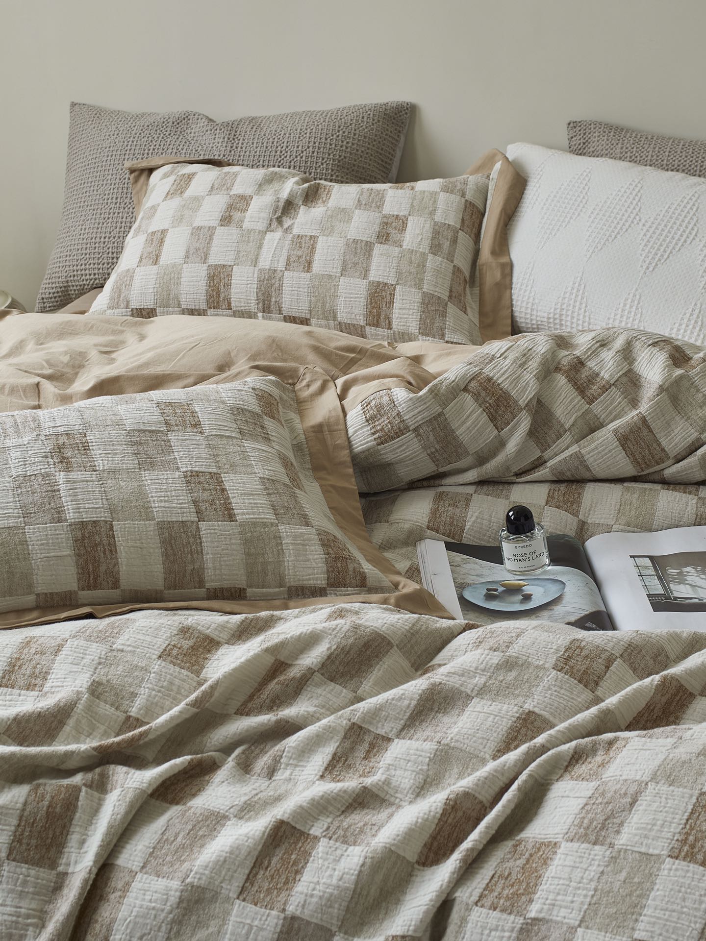 Stone Loft Check Jacquard Cotton Bedding Set original reference image 7