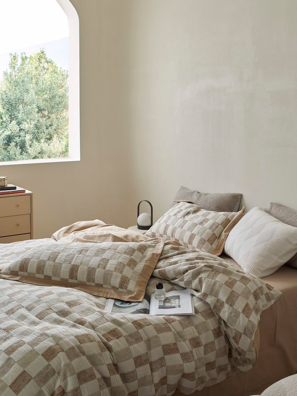 Stone Loft Check Jacquard Cotton Bedding Set original reference image 8