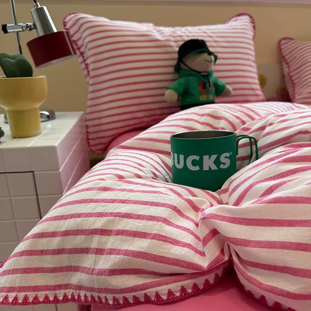 Sweet Stripes Duvet Cover - Pink
