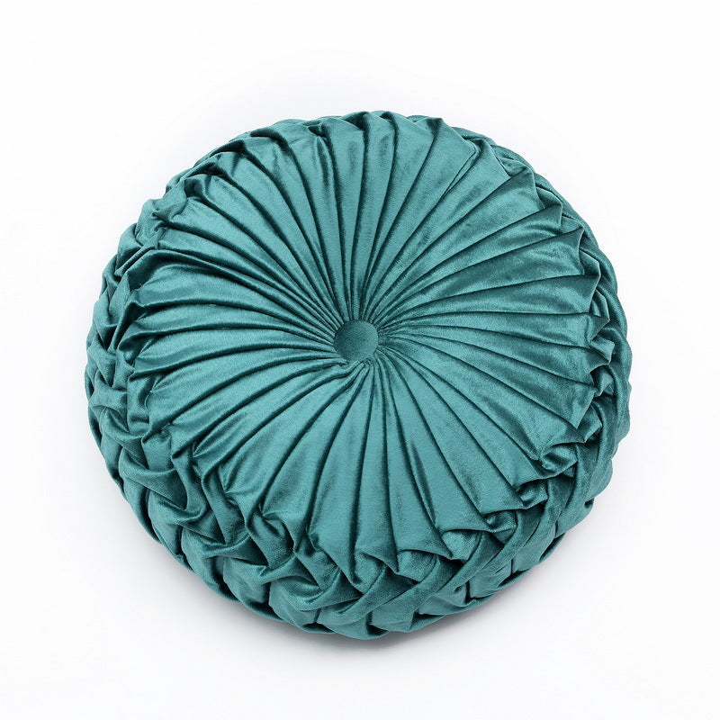 Colorful Round Pleated Velvet Cushion