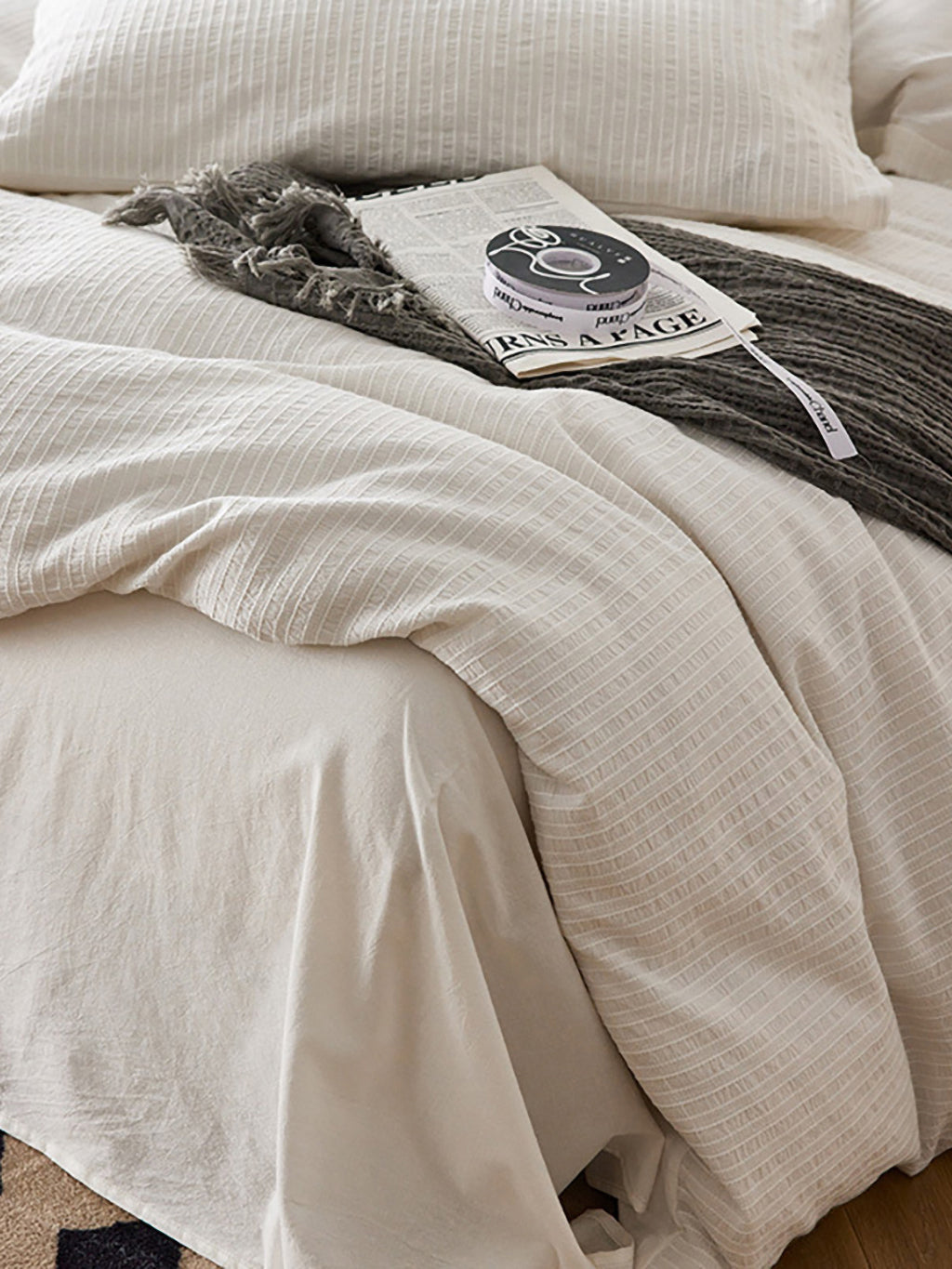 Textured Ribbed Cotton Duvet Cover