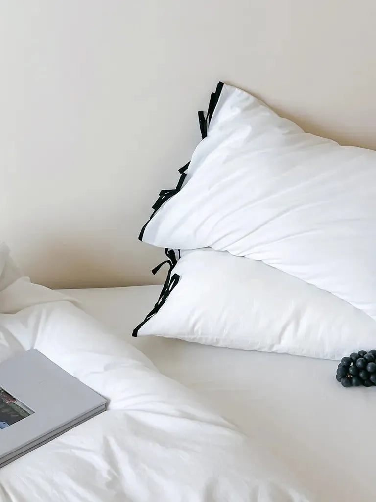 White Bow Tie Cotton Duvet Cover