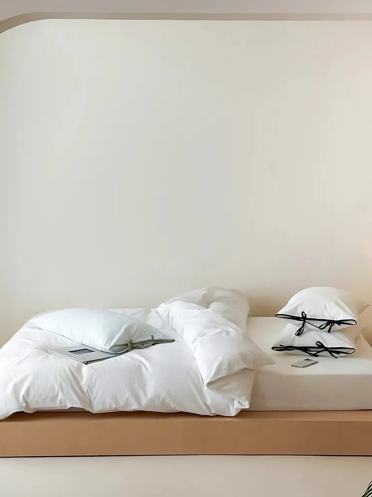 White Bow Tie Cotton Duvet Cover