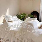 White French Lace Ruffle Duvet Cover
