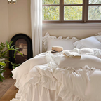 White French Lace Ruffle Duvet Cover