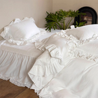 White French Lace Ruffle Duvet Cover