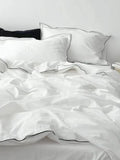 White Piped Cotton Duvet Cover