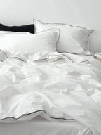White Piped Cotton Duvet Cover