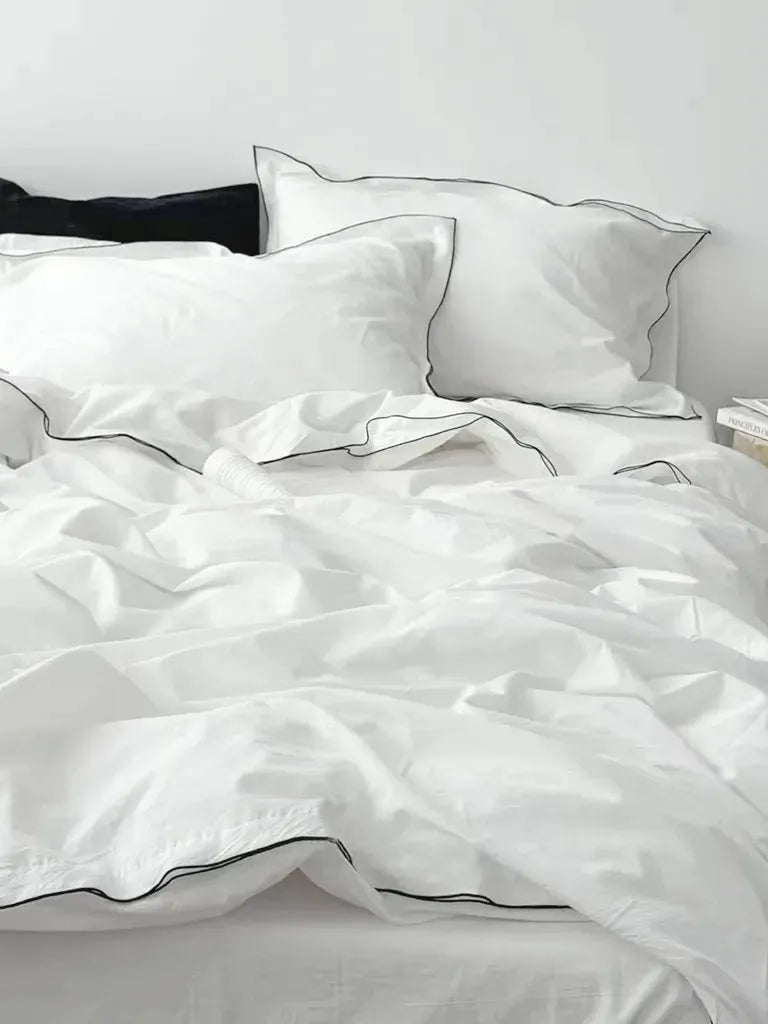 White Piped Cotton Duvet Cover
