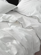 White Piped Cotton Duvet Cover