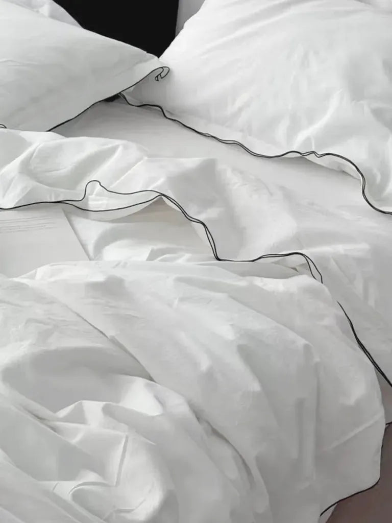 White Piped Cotton Duvet Cover