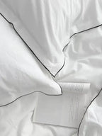 White Piped Cotton Duvet Cover