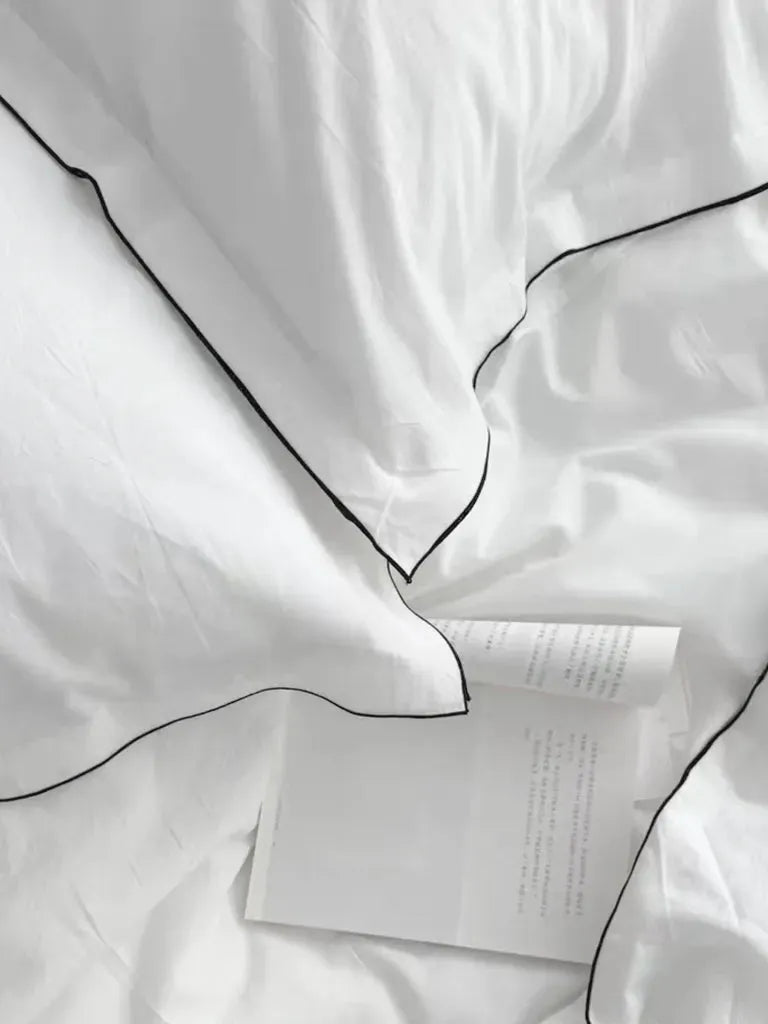 White Piped Cotton Duvet Cover