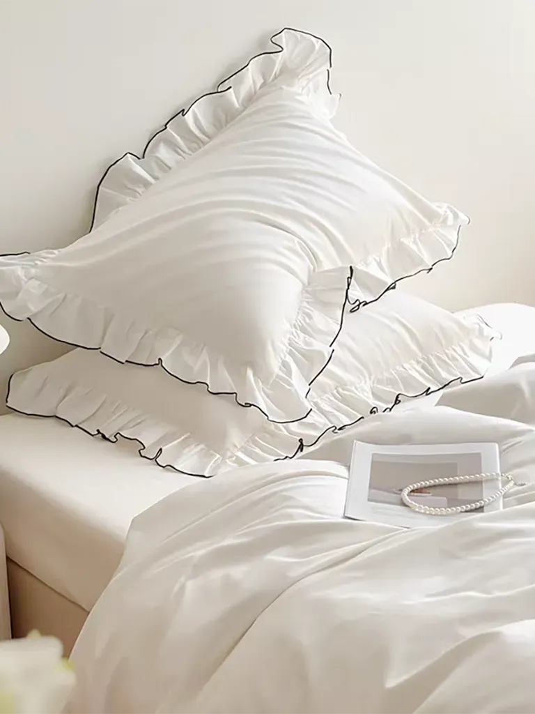White Ruffled Cotton Duvet Cover