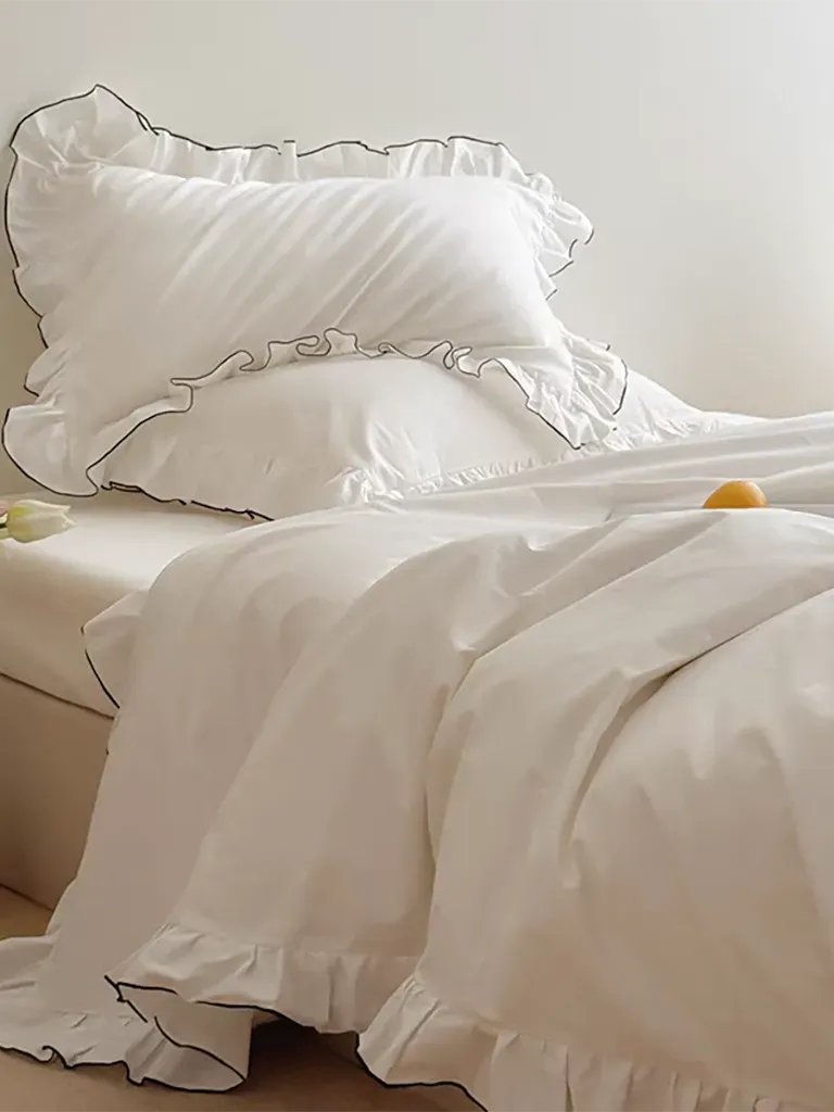 White Ruffled Cotton Duvet Cover