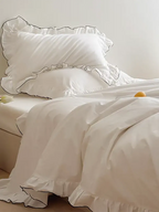 White Ruffled Cotton Duvet Cover