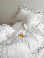 White Ruffled Cotton Duvet Cover
