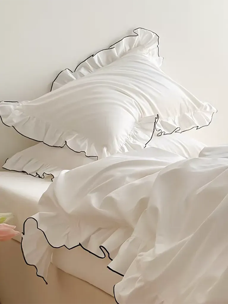 White Ruffled Cotton Duvet Cover