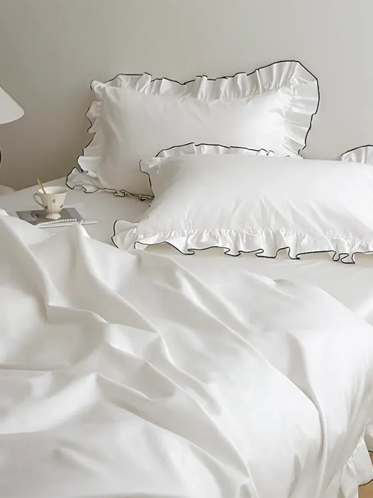 White Ruffled Cotton Duvet Cover