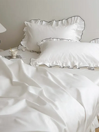 White Ruffled Cotton Duvet Cover